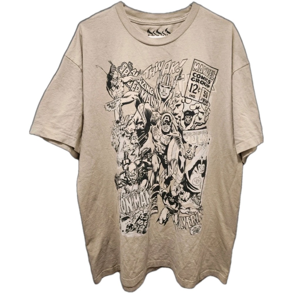 Solar Flare Marvel Comics Group Mens 2XL Beige Graphic Print T Shirt Crew Neck